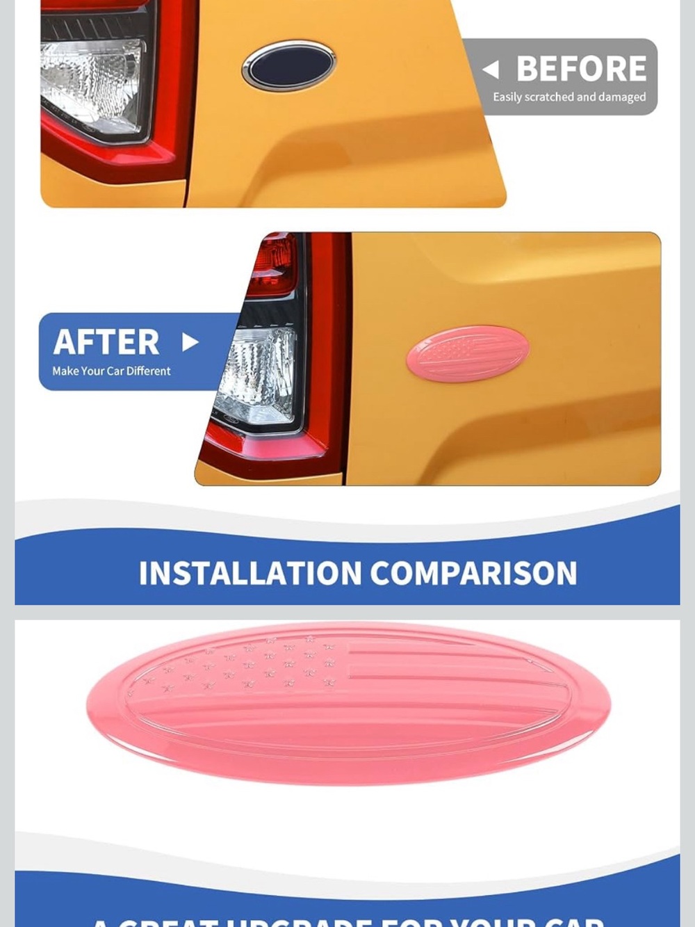 Pink Oval Car Emblem Overlay — Decorative Badge for Automotive Styling
